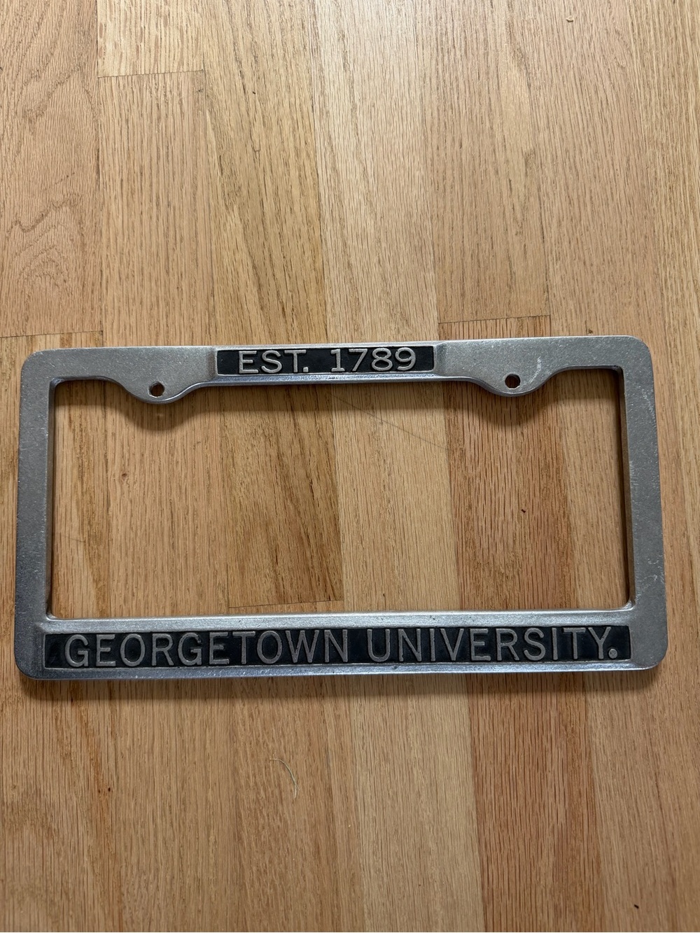 Georgetown University Silver License Plate Frame - EST. 1789